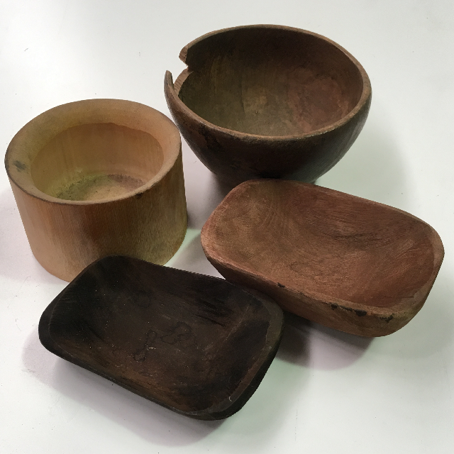BOWL, Wooden Assorted Rustic Styles (Small)